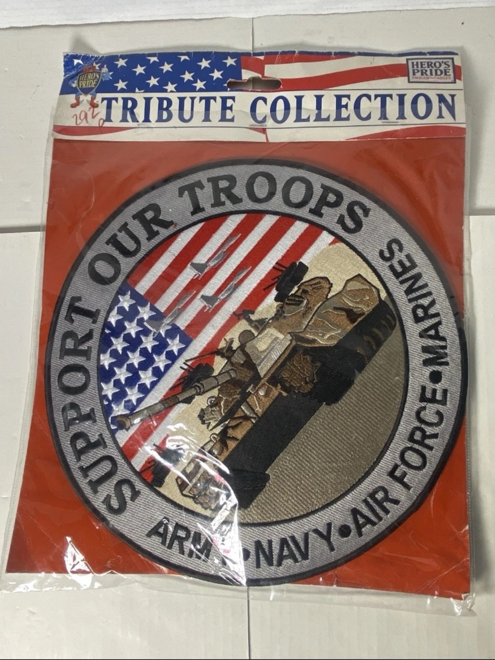 Hero's Pride Tribute Collection 12" Patch Support Our Troops Army Navy Marines